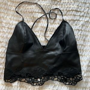 Zara faux leather bralette top